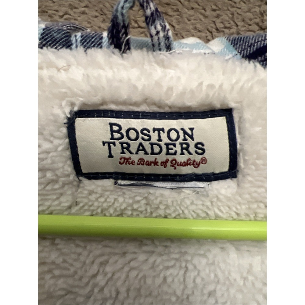 Boston Traders Hooded Shacket Blue White Plaid Flannel Women's Fleece Lined - Picture 3 of 7